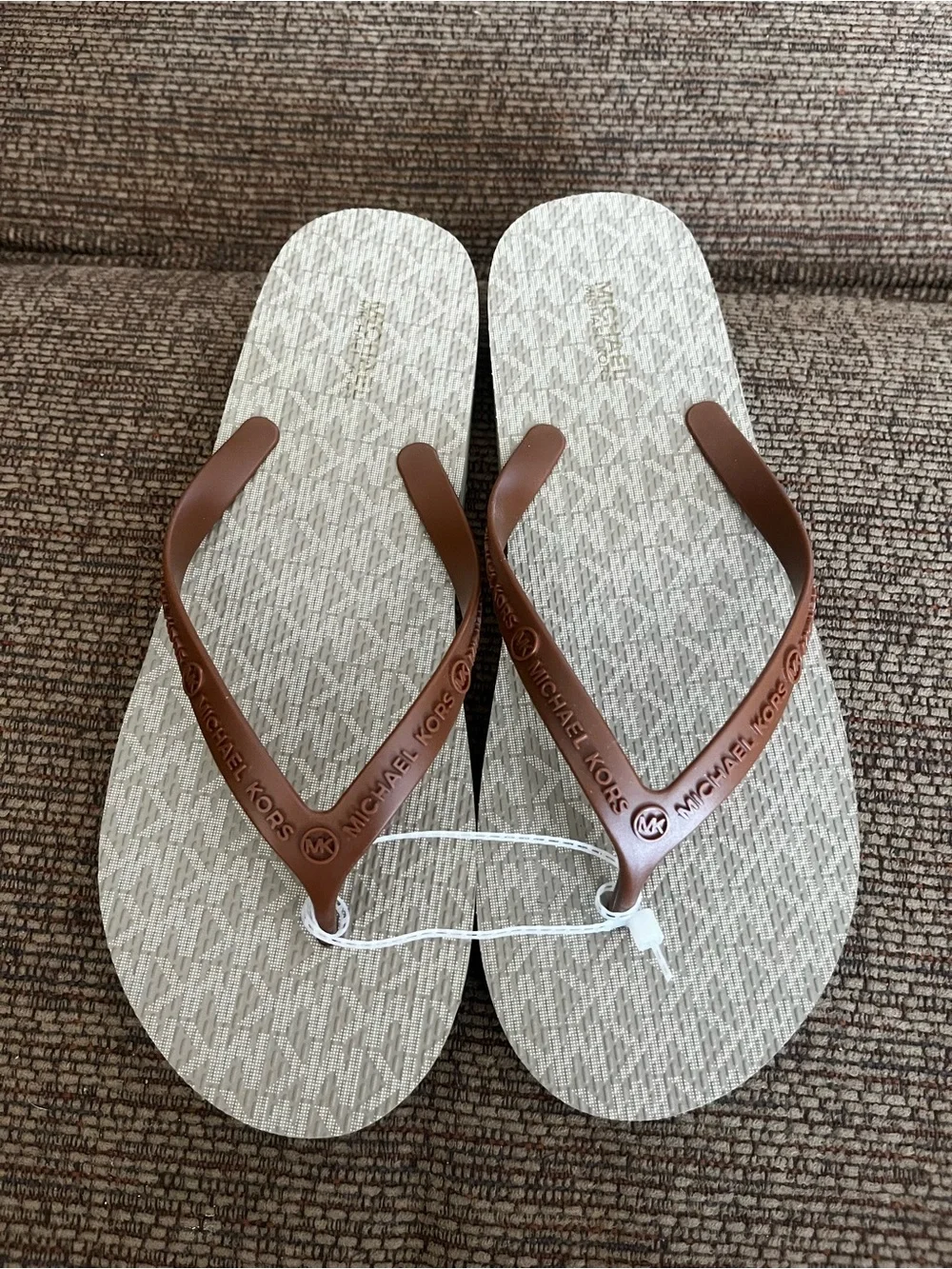 Michael Kors Brown Logo Strap Flip Flops for women